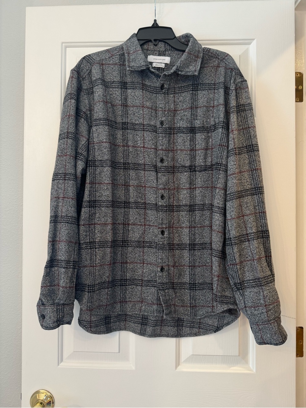 Urban Outfitters Charcoal Gray Plaid Flannel Button Down Shirt Size L